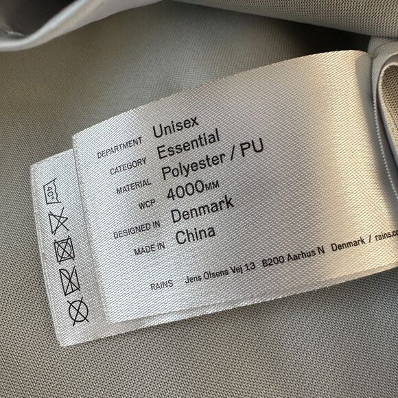 Rains Unisex Pale Blue Front Snap Midline Drawstring Hooded Rain Jacket S / M - Picture 12 of 16